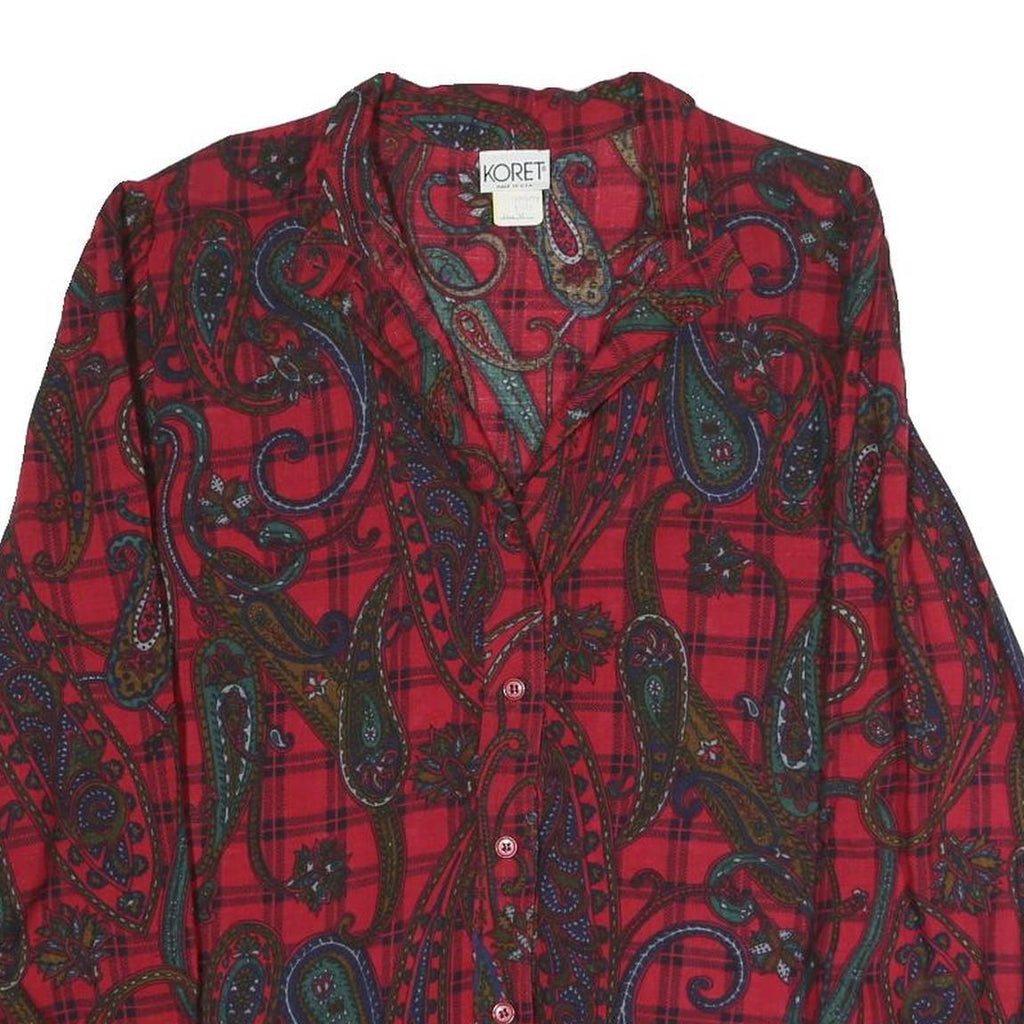 KORET Womens Red Printed Blouse Long Sleeve Collared UK 16 Polyester