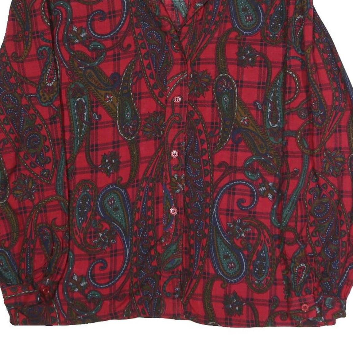KORET Womens Red Printed Blouse Long Sleeve Collared UK 16 Polyester