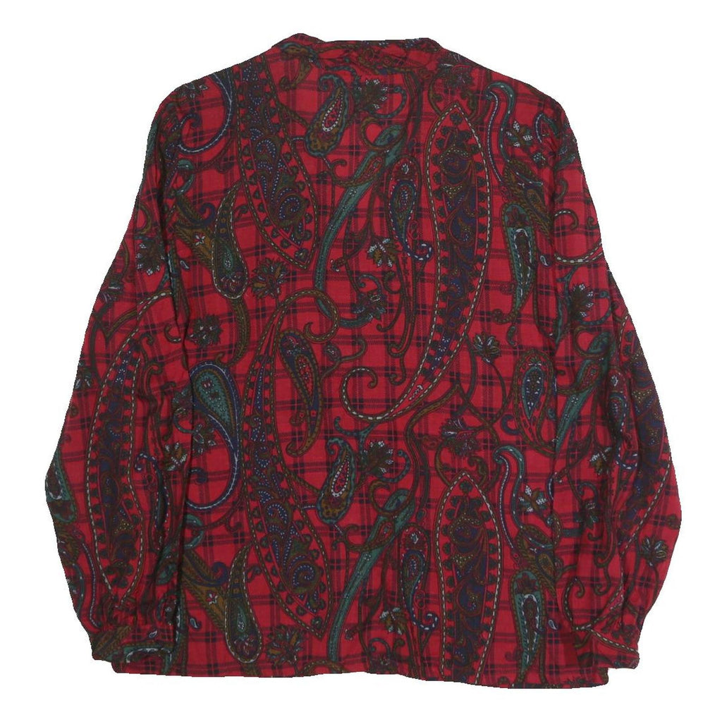 KORET Womens Red Printed Blouse Long Sleeve Collared UK 16 Polyester