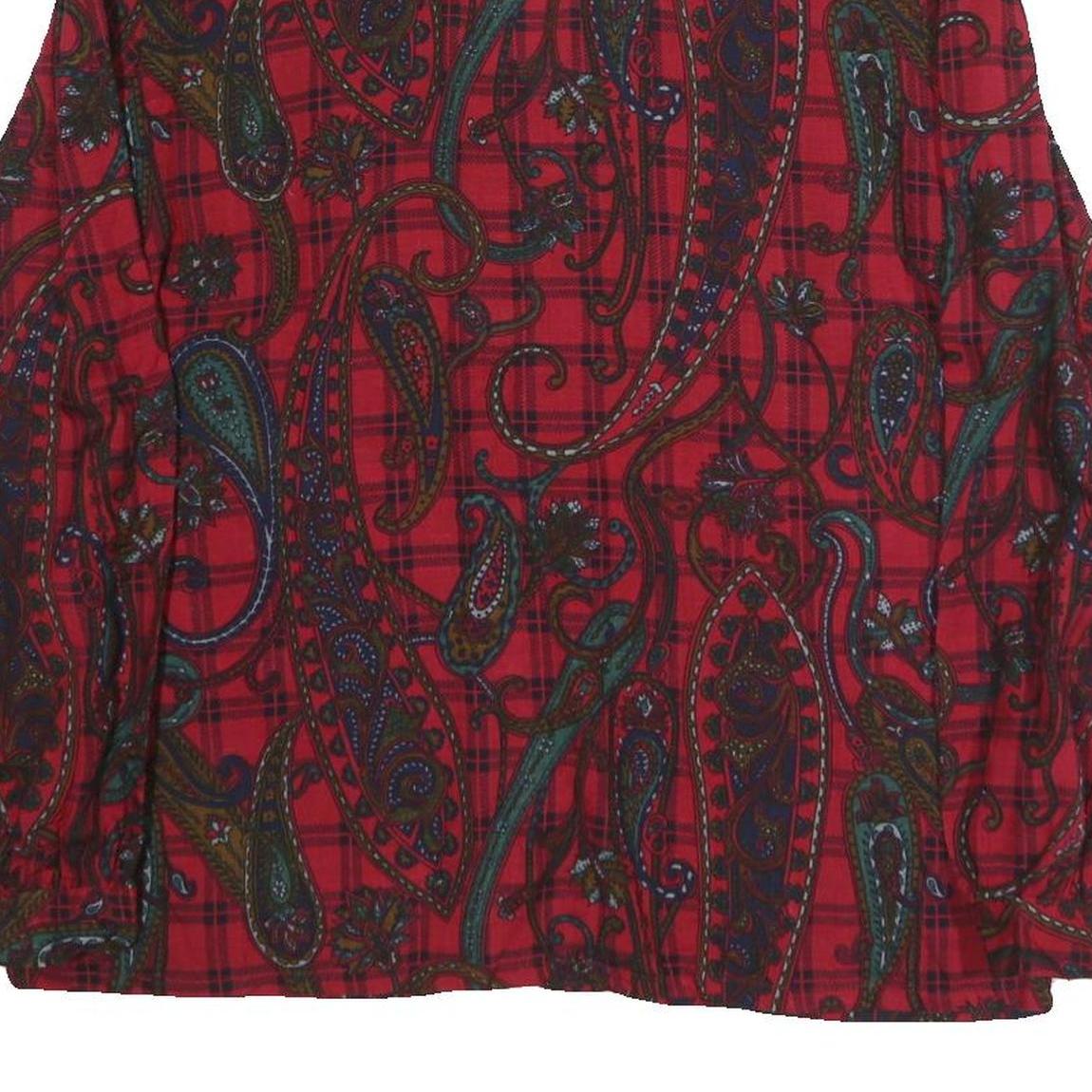 KORET Womens Red Printed Blouse Long Sleeve Collared UK 16 Polyester