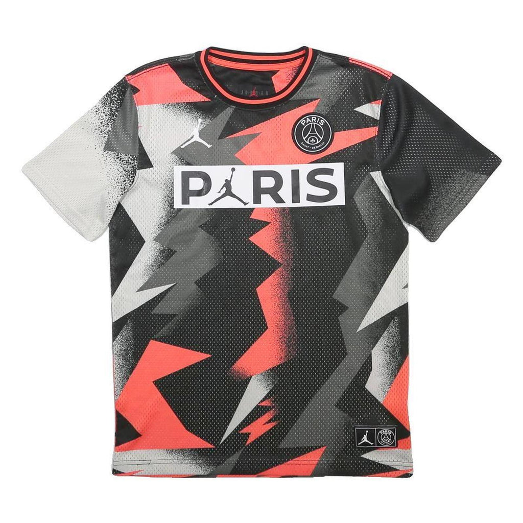 AIR JORDAN Boys Black & Red Graphic T-Shirt XL Short Sleeve Crew Neck Paris