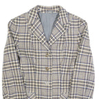 ALTESSA Womens Blue & Beige Check Wool Blend Tailored Jacket XS Button Closure