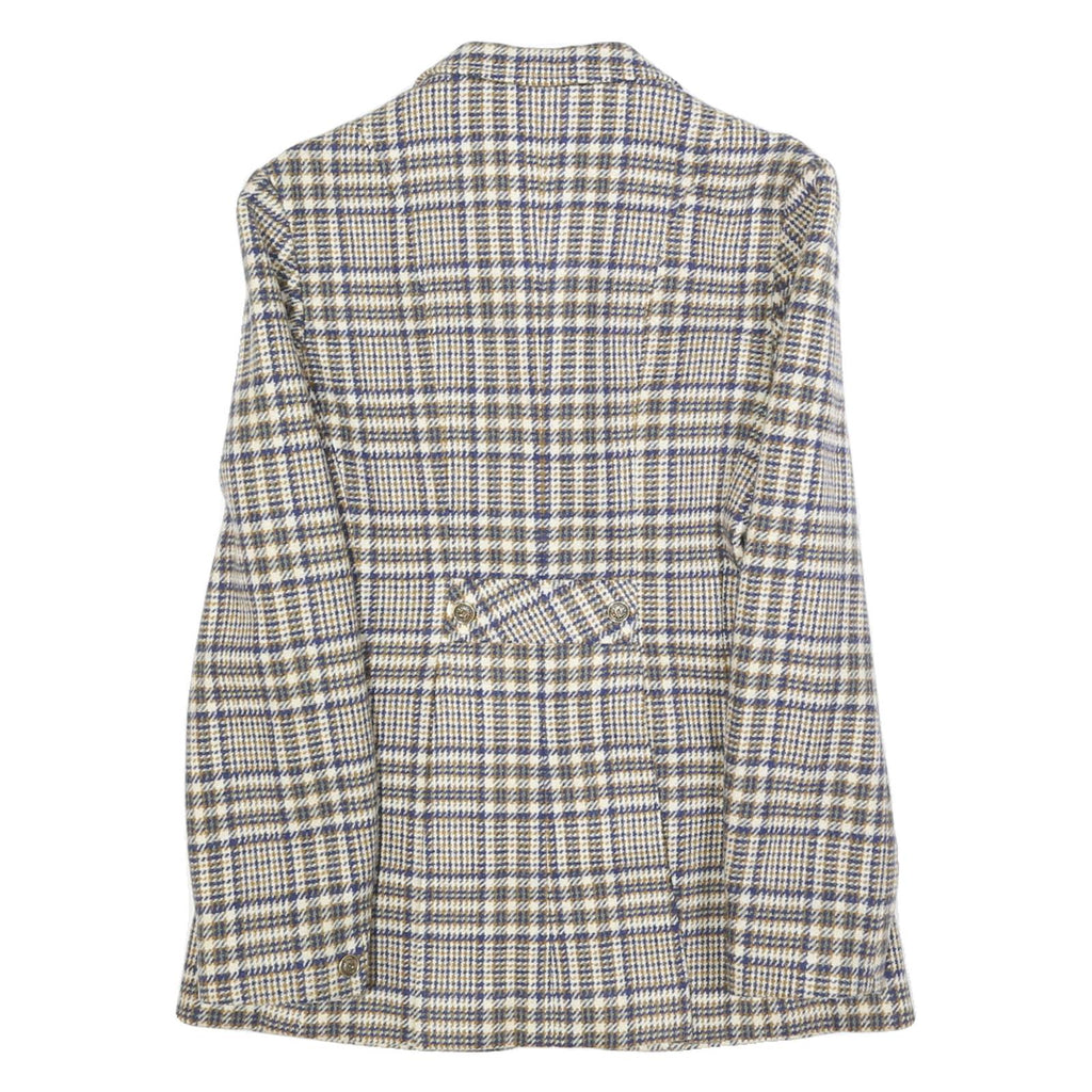 ALTESSA Womens Blue & Beige Check Wool Blend Tailored Jacket XS Button Closure