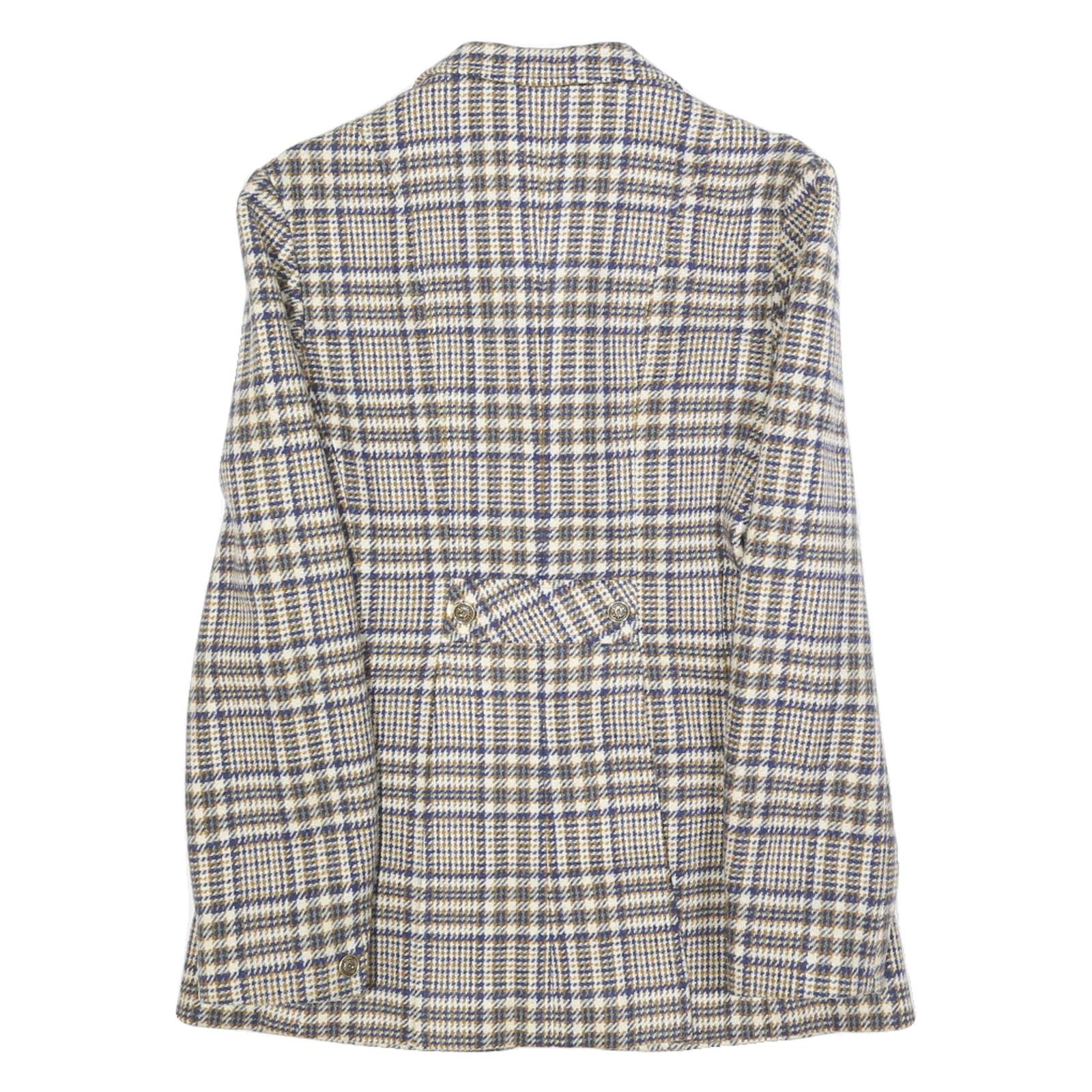 ALTESSA Womens Blue & Beige Check Wool Blend Tailored Jacket XS Button Closure