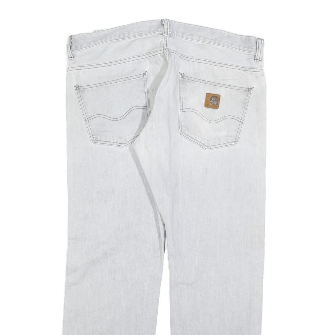 CARHARTT Mens Jeans White Relaxed Straight Denim Light W40 L34 Durable Workwear