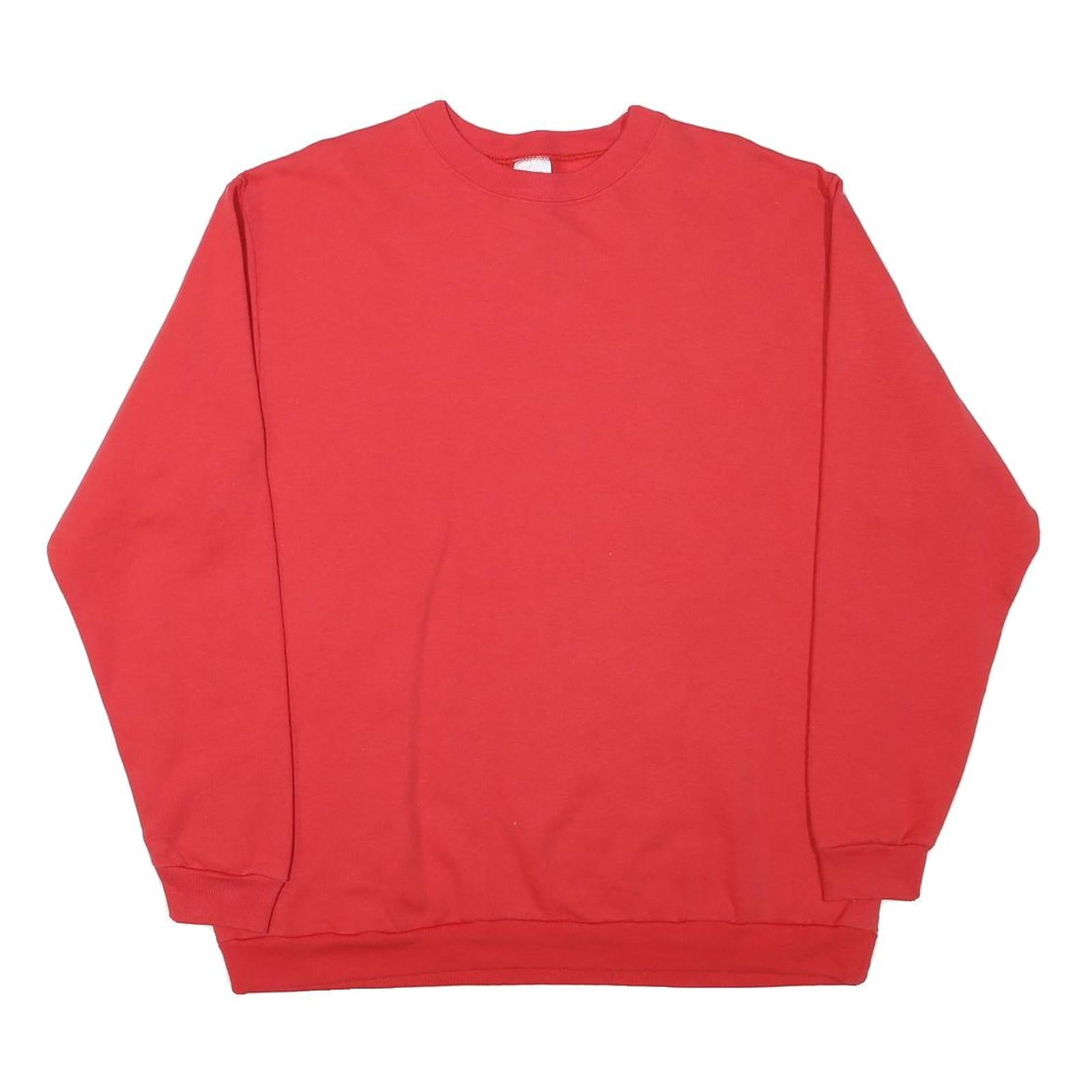 FASHION GEAR Mens Red Crew Neck XL Plain Cotton Blend Sweatshirt Pullover Casual