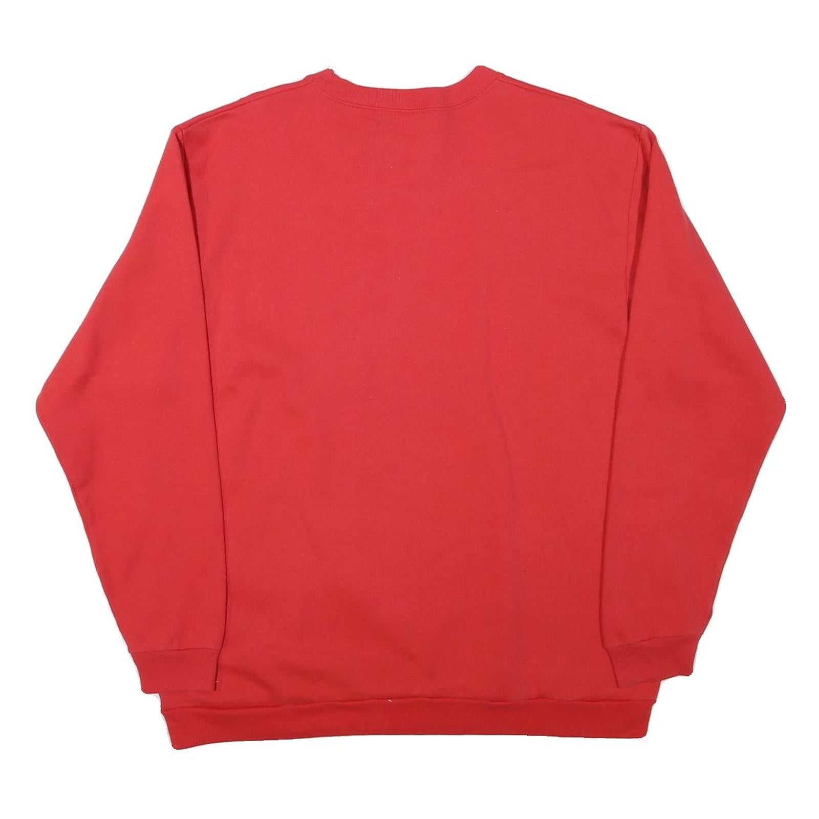 FASHION GEAR Mens Red Crew Neck XL Plain Cotton Blend Sweatshirt Pullover Casual