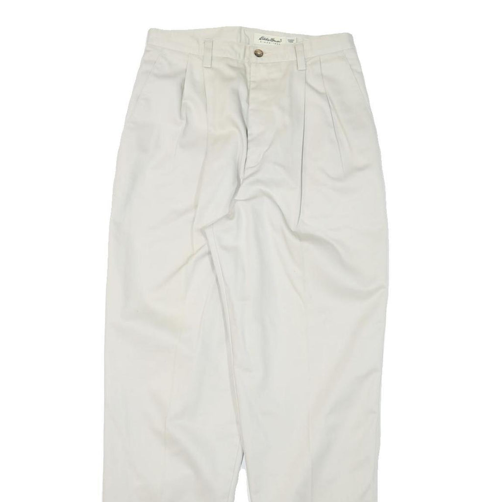 EDDIE BAUER Womens Cotton Blend White Relaxed Straight Trousers W28 L31 Classic