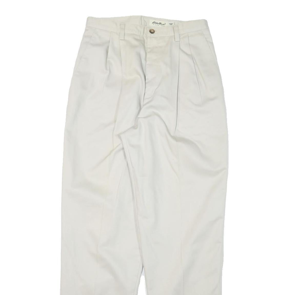 EDDIE BAUER Womens Cotton Blend White Relaxed Straight Trousers W28 L31 Classic