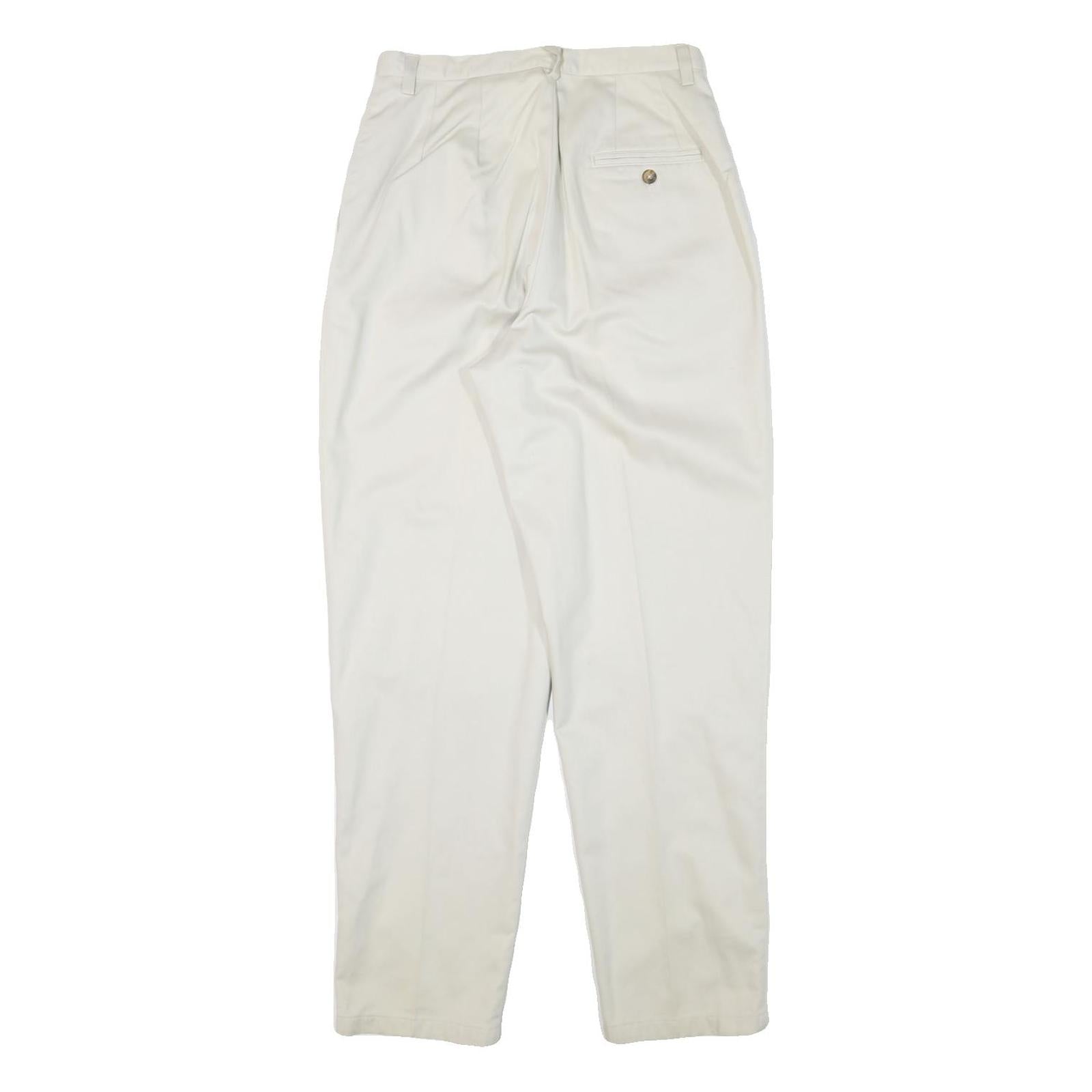 EDDIE BAUER Womens Cotton Blend White Relaxed Straight Trousers W28 L31 Classic