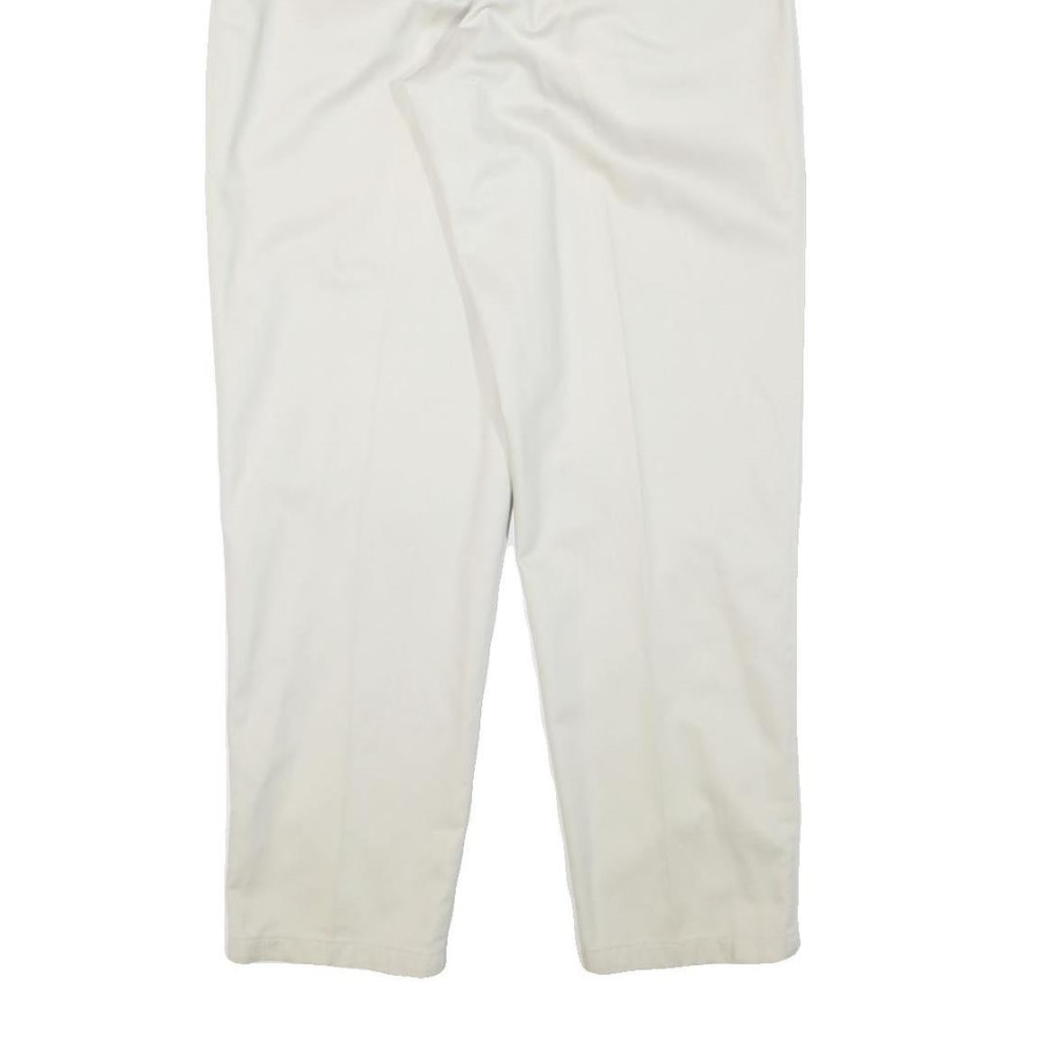 EDDIE BAUER Womens Cotton Blend White Relaxed Straight Trousers W28 L31 Classic