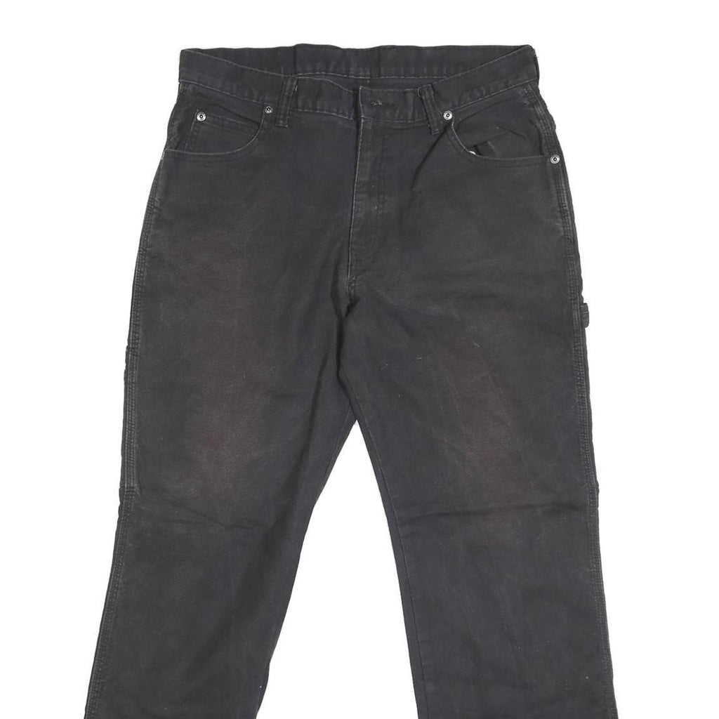 DICKIES Mens Black Regular Fit Straight Denim Jeans W32 L31 Workwear Zip Closure