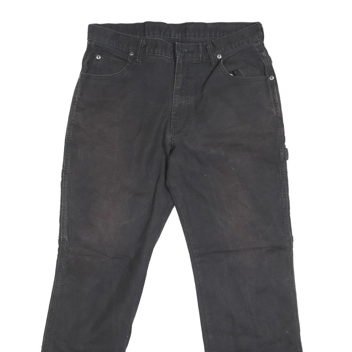 DICKIES Mens Black Regular Fit Straight Denim Jeans W32 L31 Workwear Zip Closure