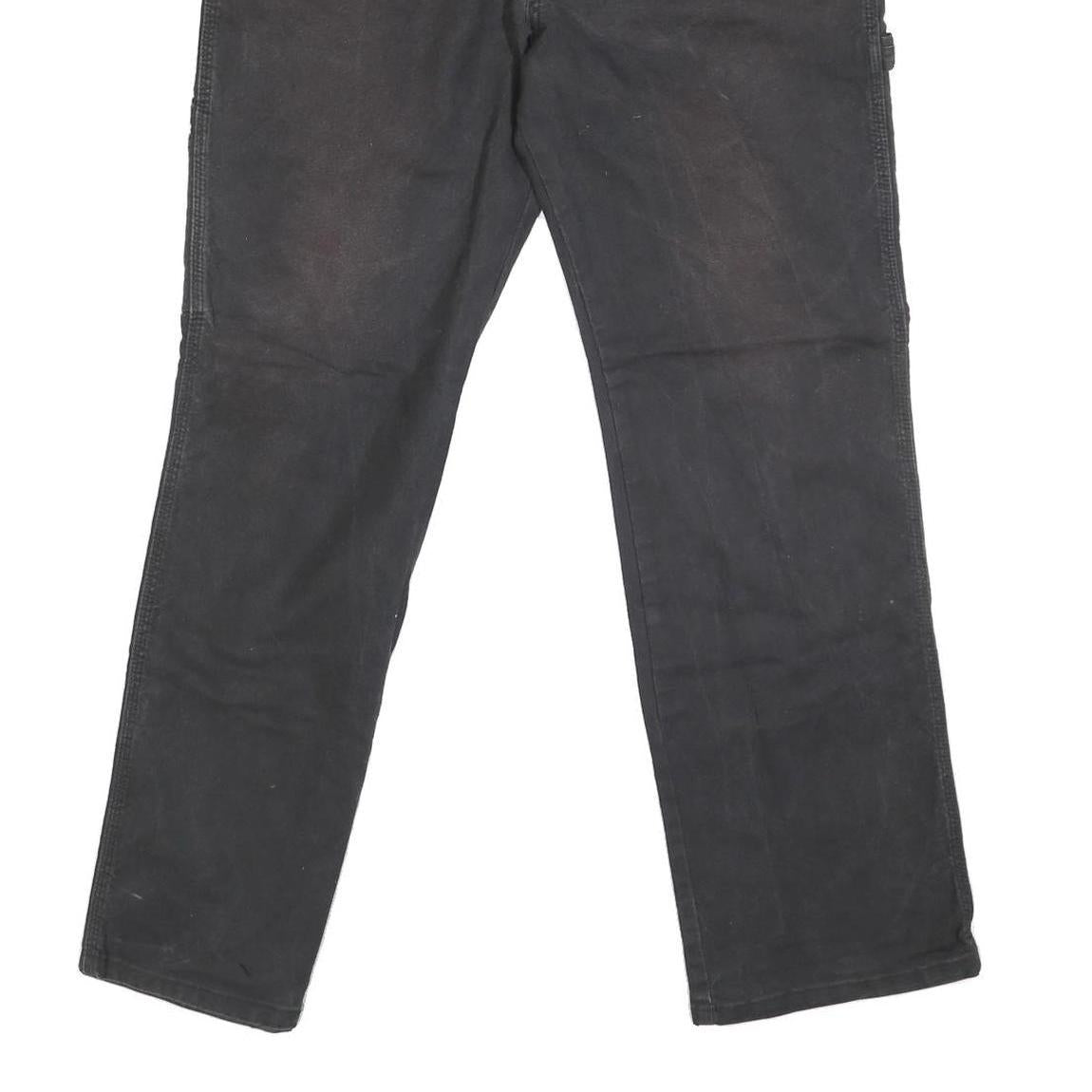 DICKIES Mens Black Regular Fit Straight Denim Jeans W32 L31 Workwear Zip Closure