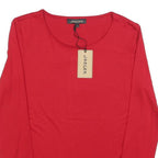 JAEGER Womens Red Basic Top Long Sleeve Round Neck Plain S Stretch Comfortable