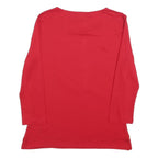 JAEGER Womens Red Basic Top Long Sleeve Round Neck Plain S Stretch Comfortable