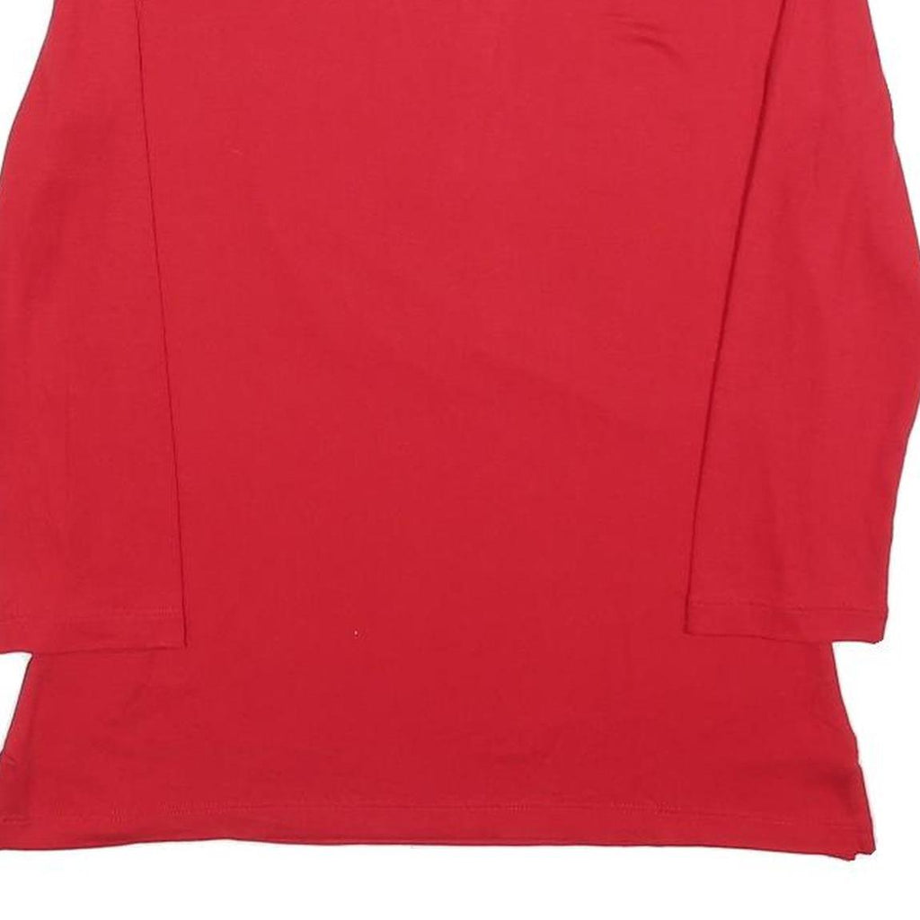 JAEGER Womens Red Basic Top Long Sleeve Round Neck Plain S Stretch Comfortable
