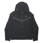 NIKE Boys Black Cotton Blend Full Zip Hoodie XL Reflective Detail Sportswear