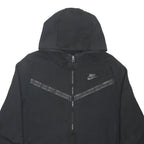 NIKE Boys Black Cotton Blend Full Zip Hoodie XL Reflective Detail Sportswear