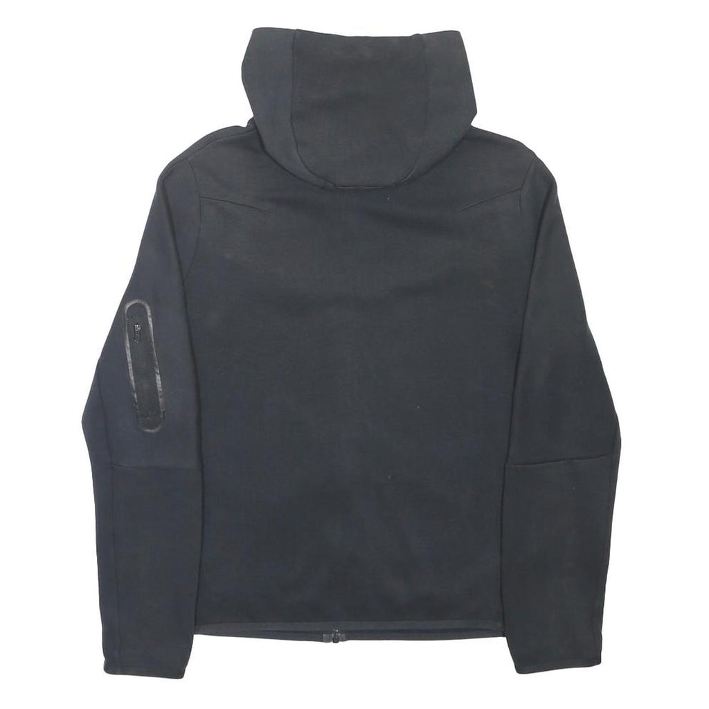 NIKE Boys Black Cotton Blend Full Zip Hoodie XL Reflective Detail Sportswear