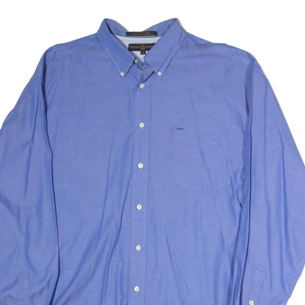 TOMMY HILFIGER Mens Blue Dress Shirt XL Button-Down Collar Long Sleeve Classic