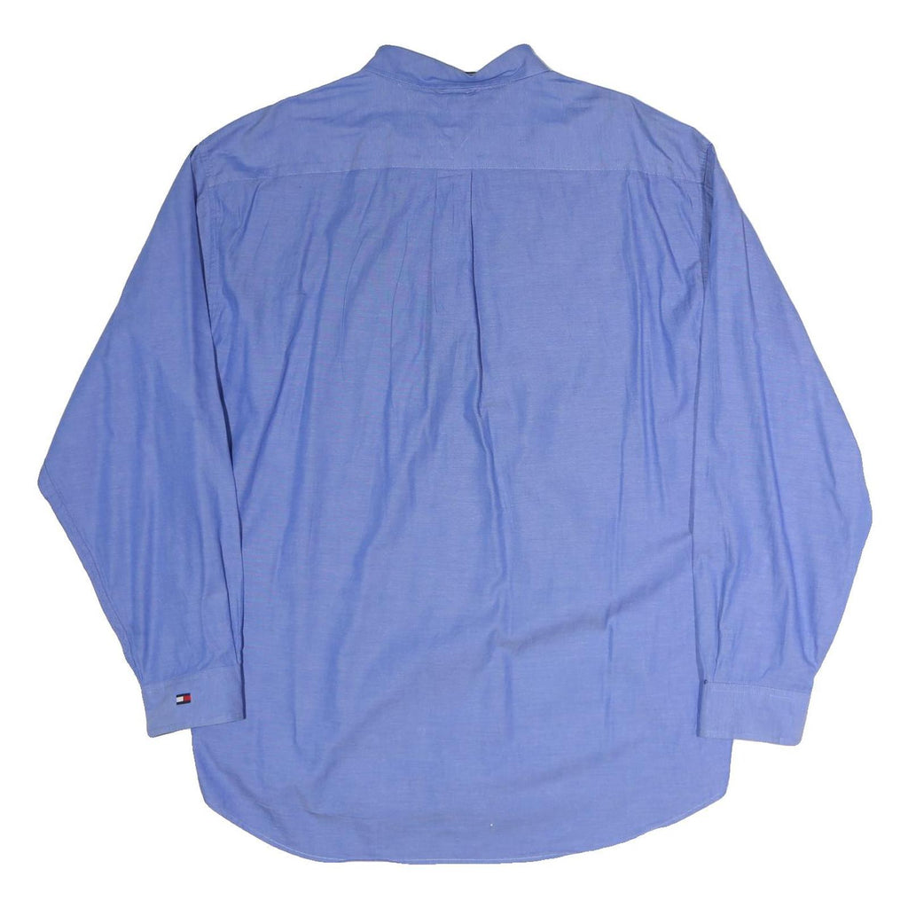 TOMMY HILFIGER Mens Blue Dress Shirt XL Button-Down Collar Long Sleeve Classic