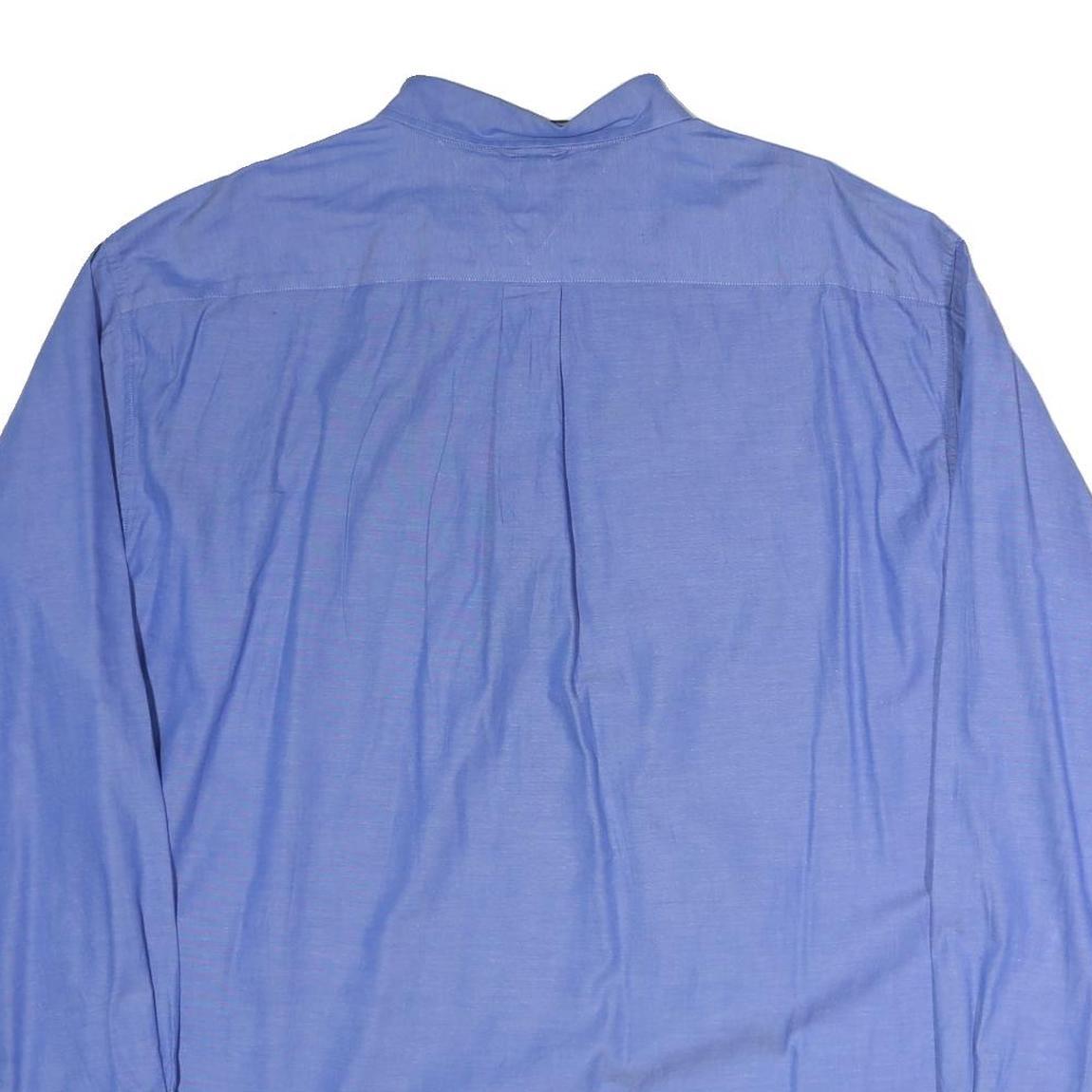 TOMMY HILFIGER Mens Blue Dress Shirt XL Button-Down Collar Long Sleeve Classic