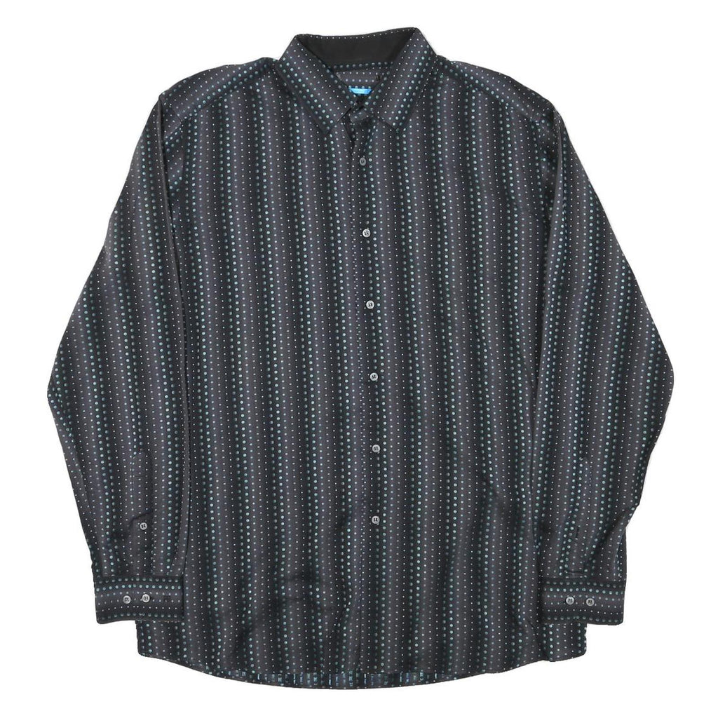 Mens Black Shirt Cotton Blend L Polka Dot Pattern Casual Button Shirt