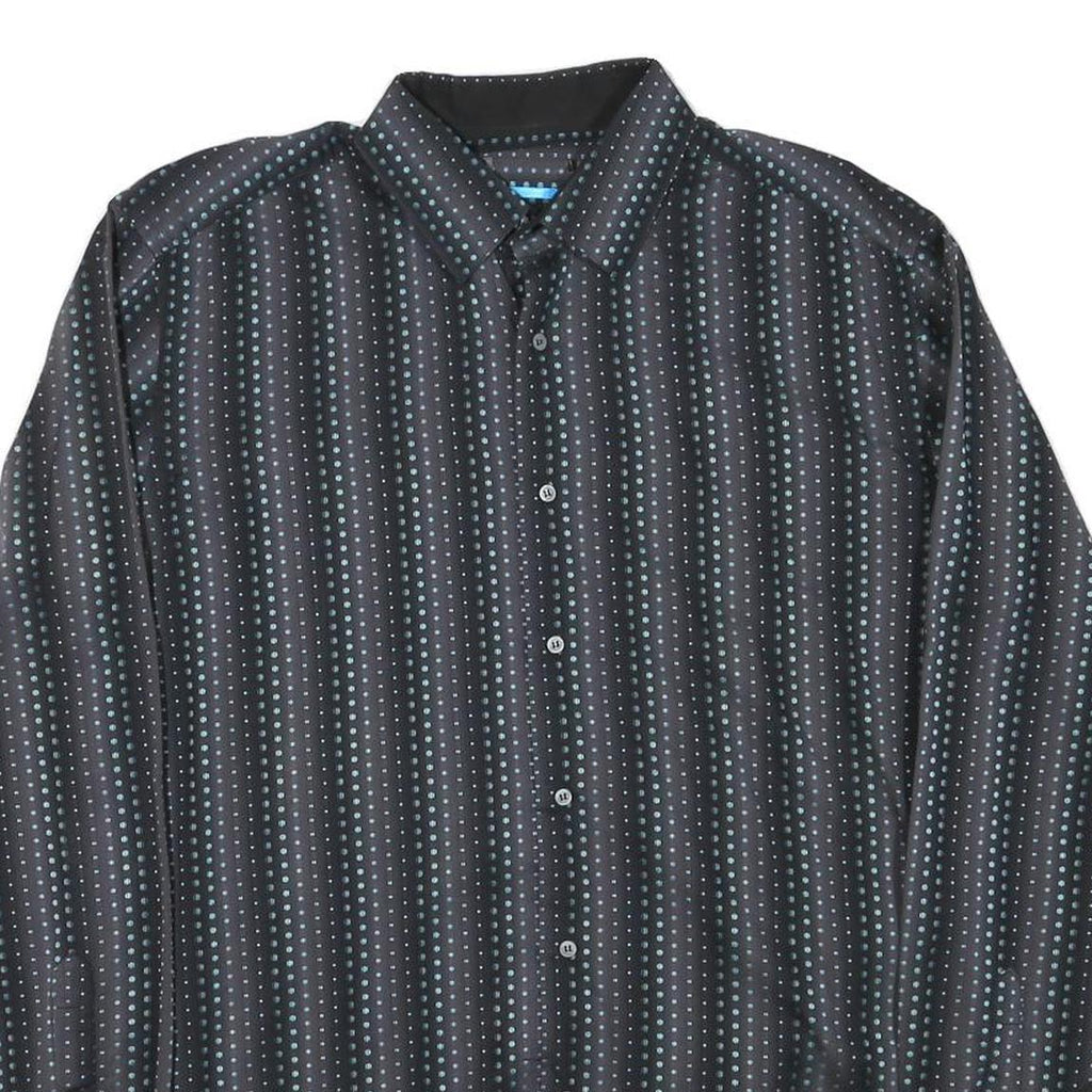 Mens Black Shirt Cotton Blend L Polka Dot Pattern Casual Button Shirt