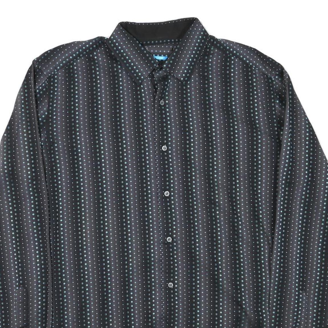 Mens Black Shirt Cotton Blend L Polka Dot Pattern Casual Button Shirt