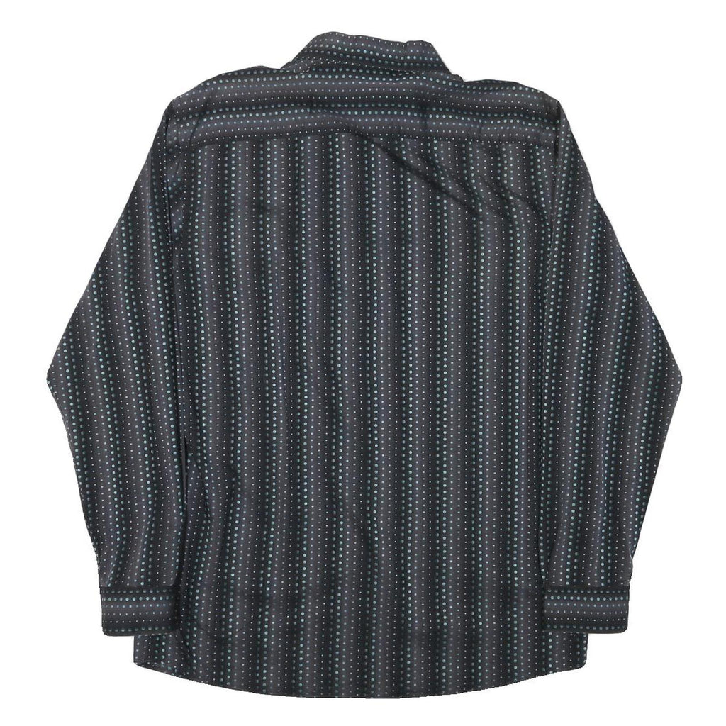 Mens Black Shirt Cotton Blend L Polka Dot Pattern Casual Button Shirt