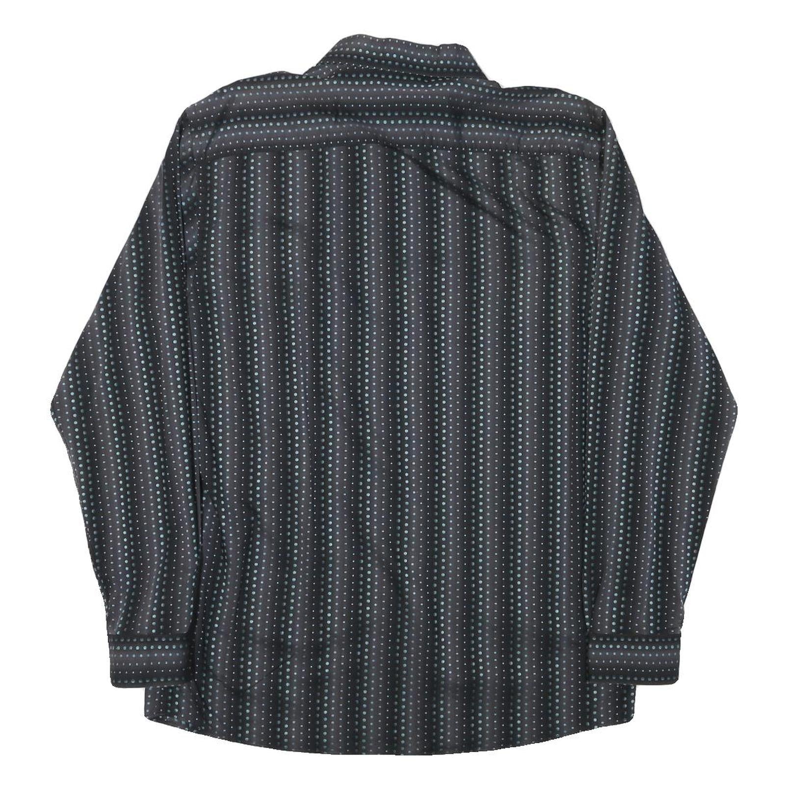 Mens Black Shirt Cotton Blend L Polka Dot Pattern Casual Button Shirt