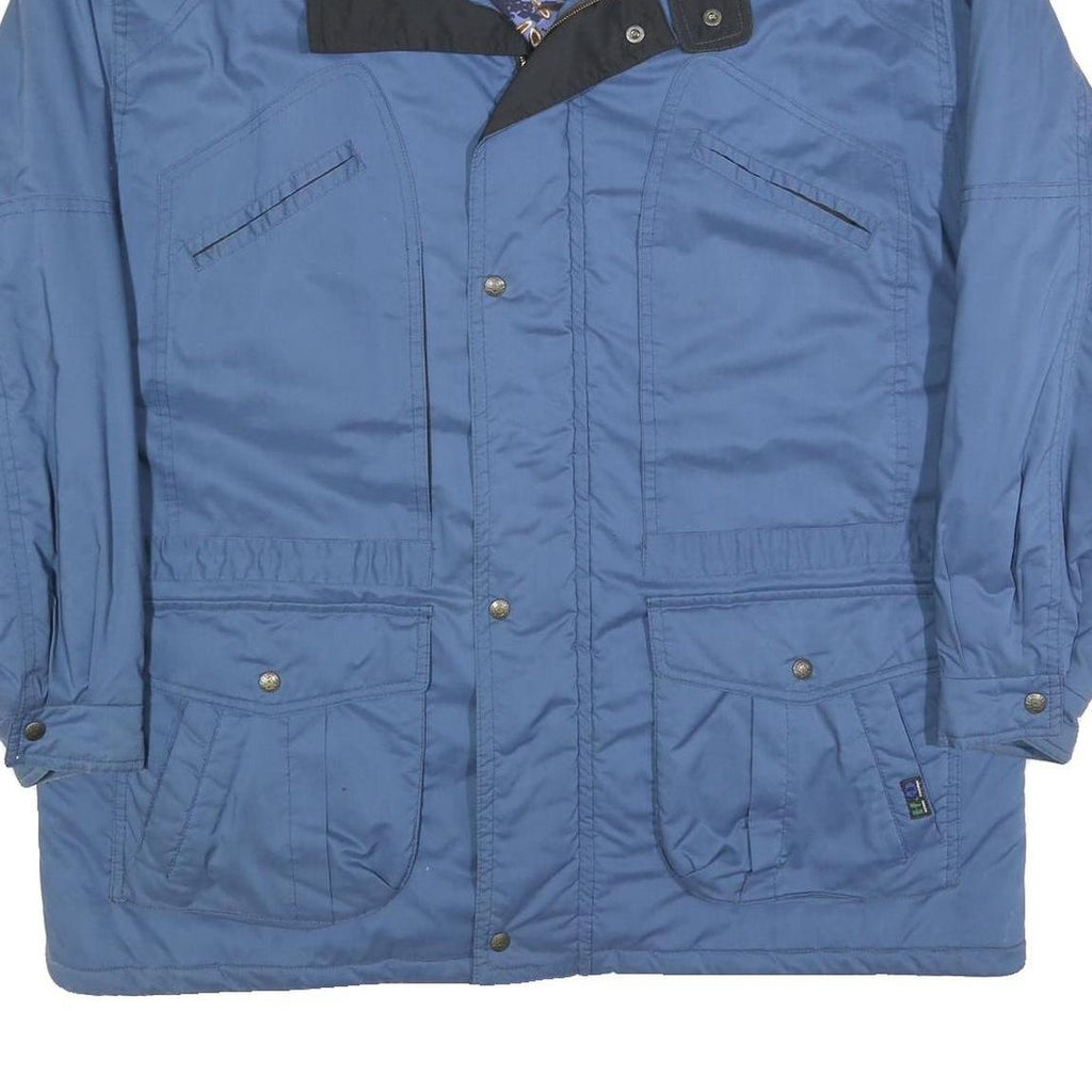 HD Mens Blue Cotton Blend Jacket XL Plain Zip Casual Outdoor Winter Wear