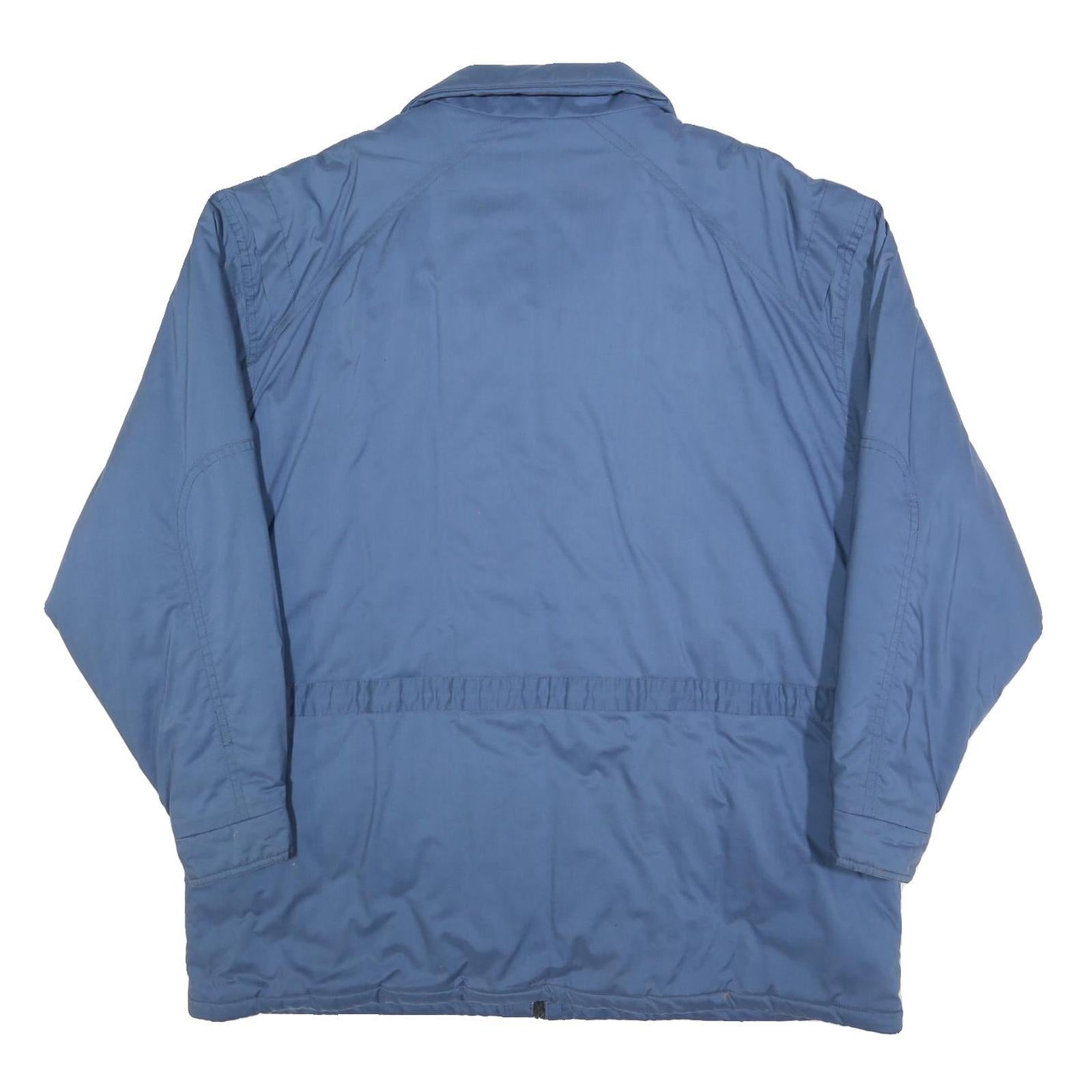 HD Mens Blue Cotton Blend Jacket XL Plain Zip Casual Outdoor Winter Wear