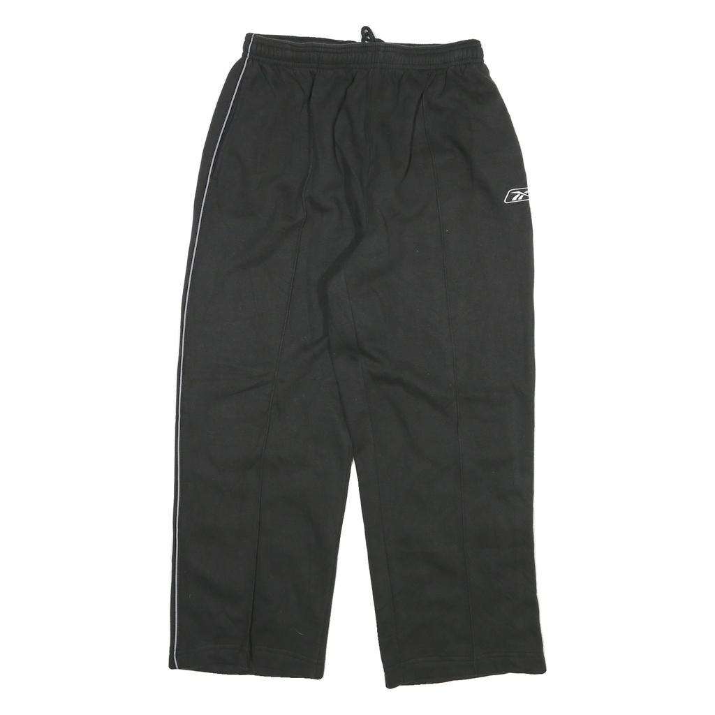 REEBOK Mens Joggers Black Slim Tapered M W26 L26 Logo Piped Stripe Casual