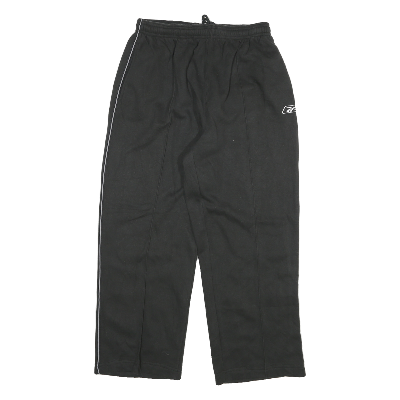 REEBOK Mens Joggers Black Slim Tapered M W26 L26 Logo Piped Stripe Casual