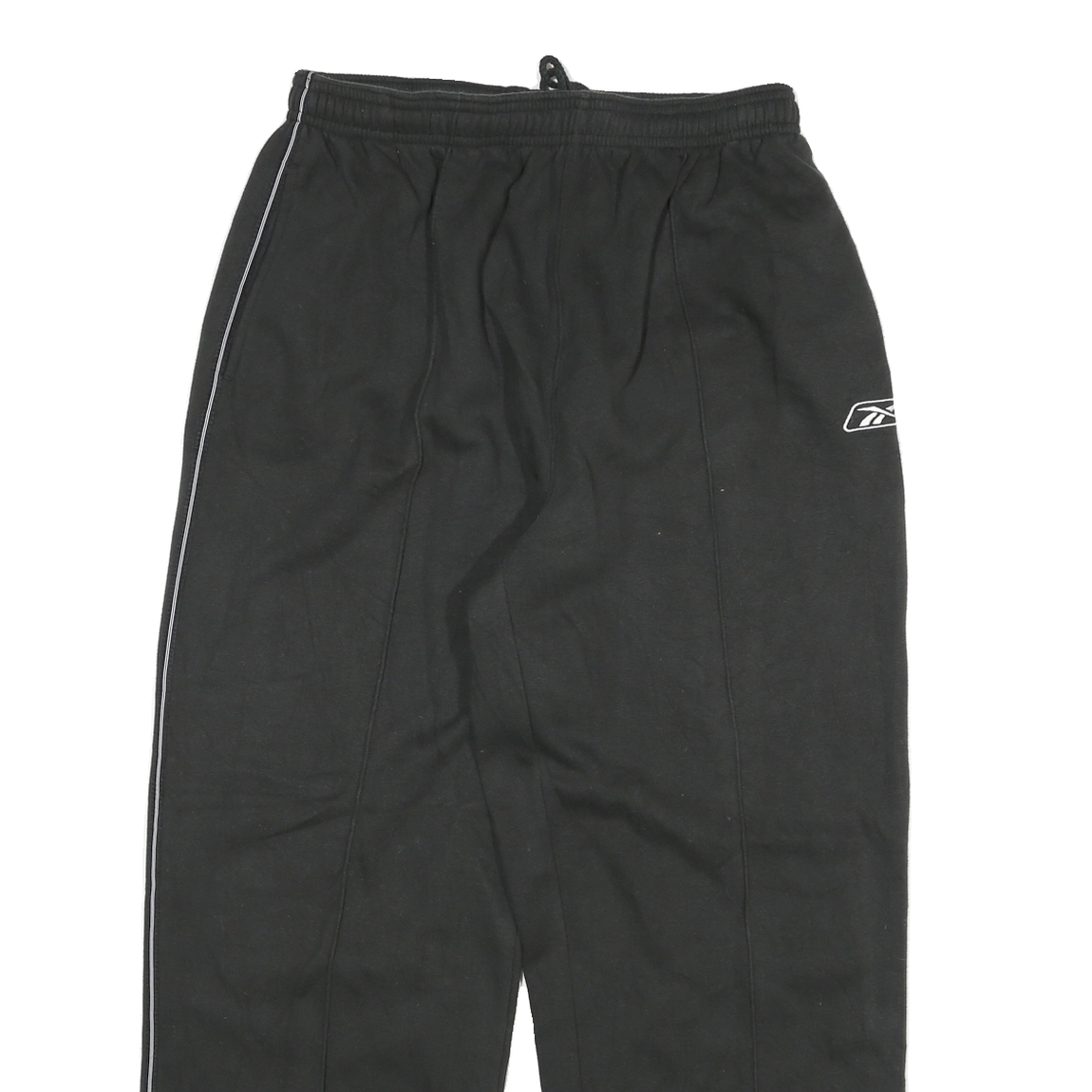 REEBOK Mens Joggers Black Slim Tapered M W26 L26 Logo Piped Stripe Casual