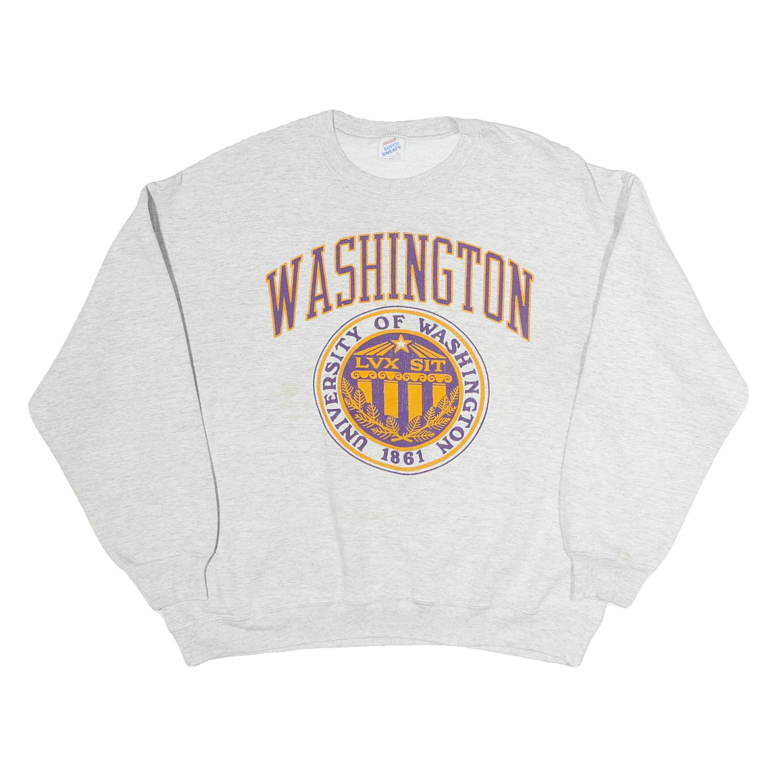 JERZEES Womens Grey Washington University Crew Neck XL Cotton Sweatshirt