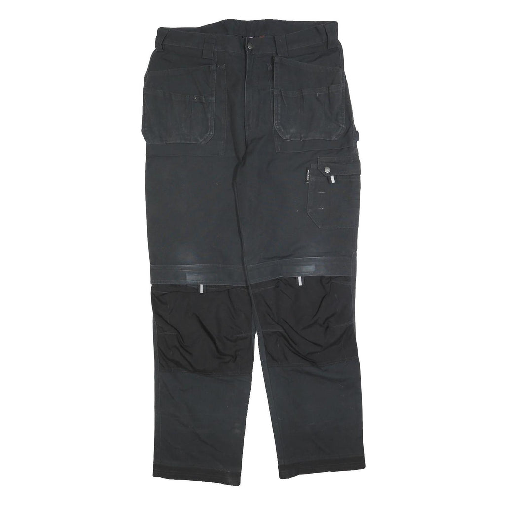 DICKIES Mens Black Cotton Blend Relaxed Straight Trousers W36 L32 Workwear