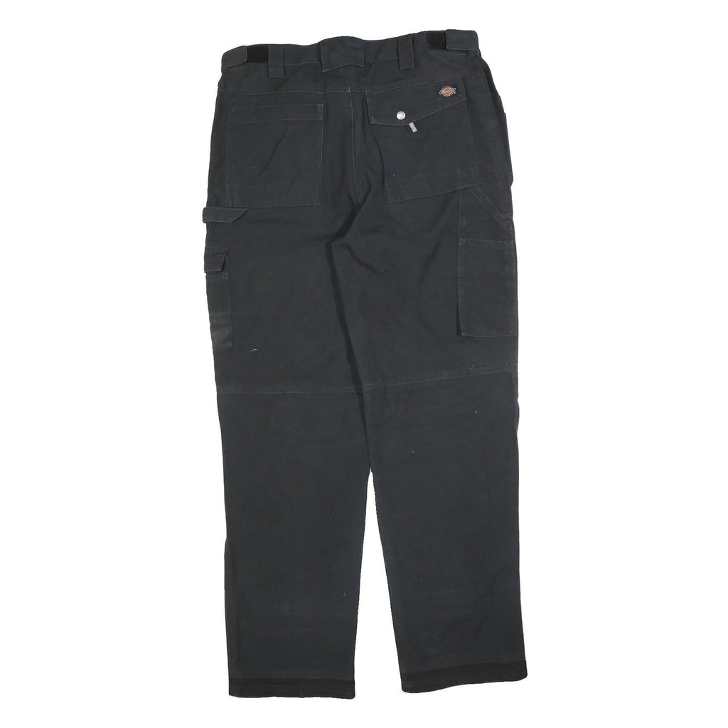 DICKIES Mens Black Cotton Blend Relaxed Straight Trousers W36 L32 Workwear