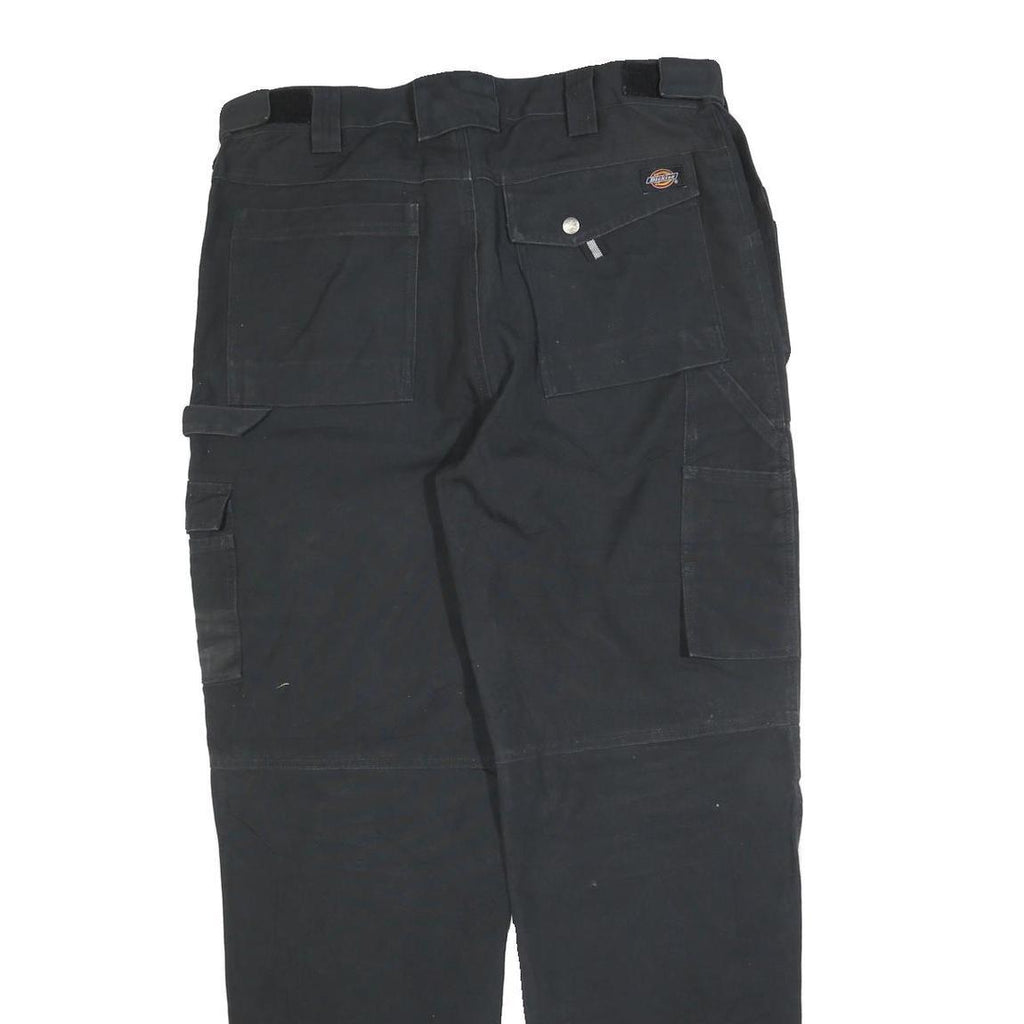 DICKIES Mens Black Cotton Blend Relaxed Straight Trousers W36 L32 Workwear