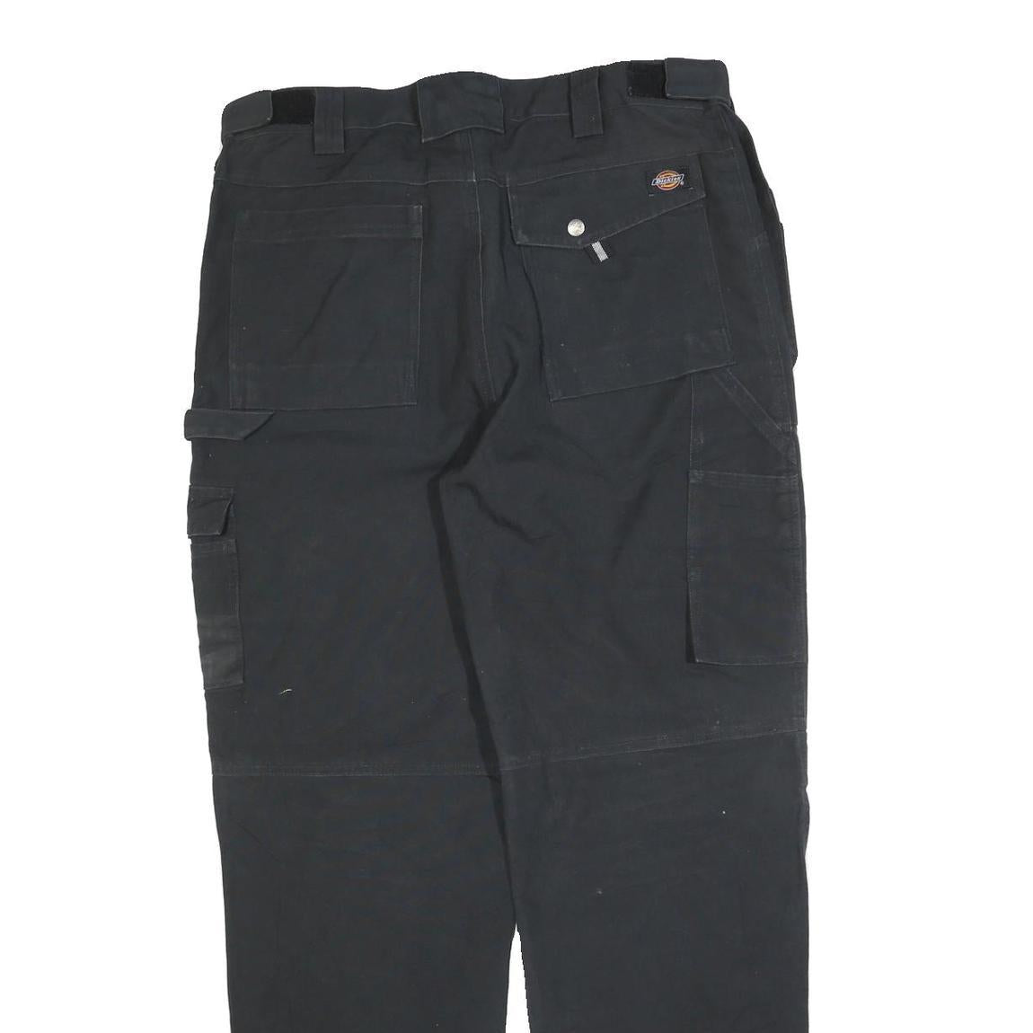 DICKIES Mens Black Cotton Blend Relaxed Straight Trousers W36 L32 Workwear