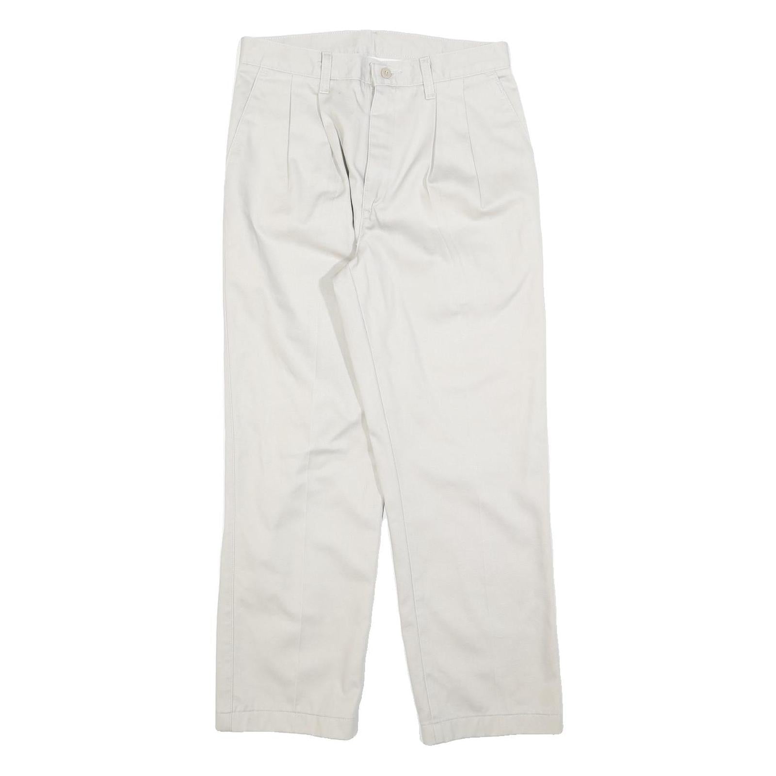 WRANGLER Mens Cotton Blend White Regular Fit Straight Leg Trousers W30 L27