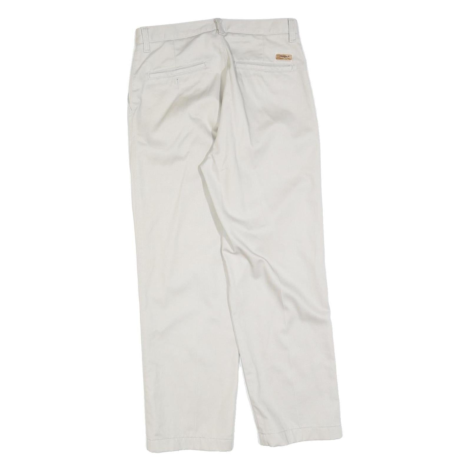 WRANGLER Mens Cotton Blend White Regular Fit Straight Leg Trousers W30 L27