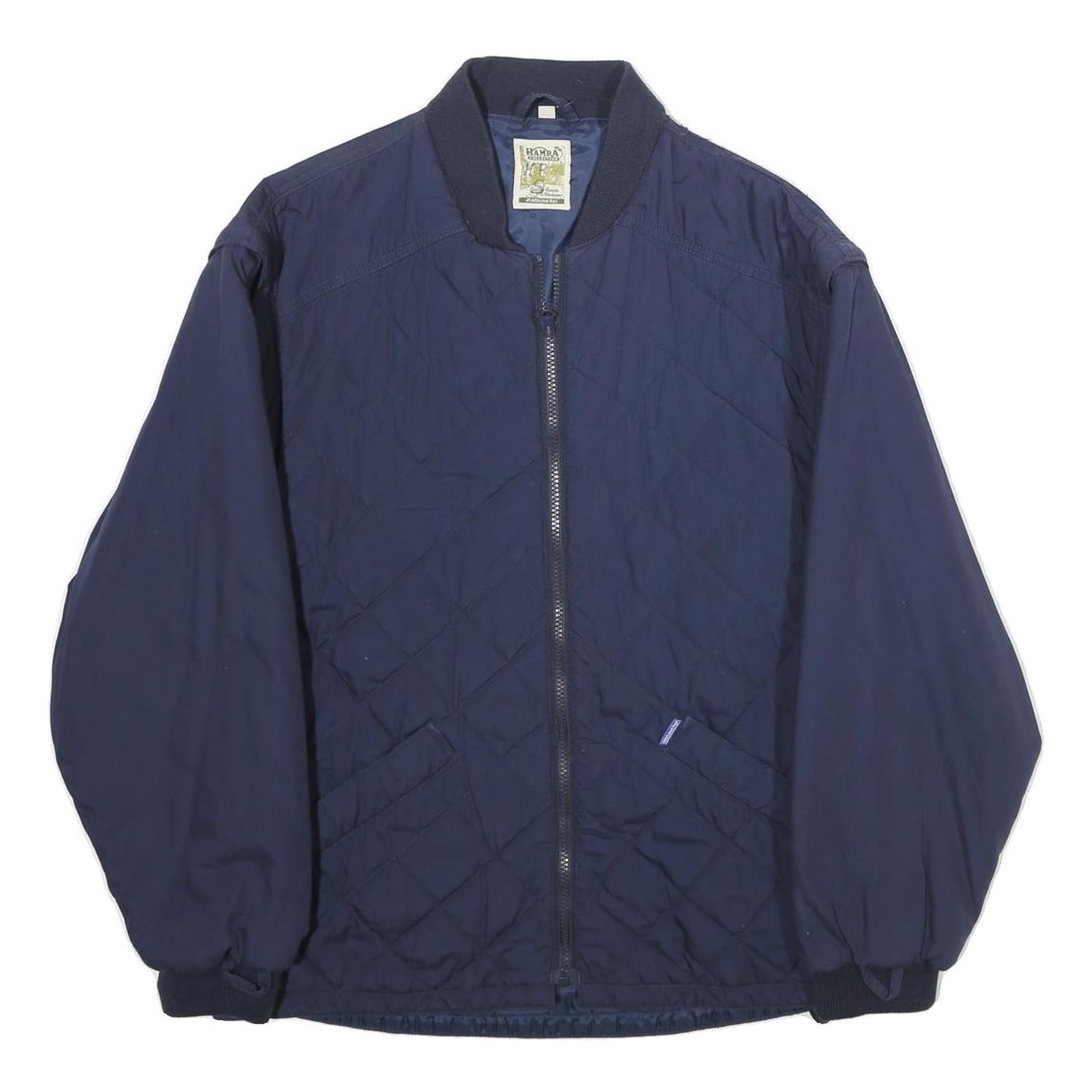 ALFA LAVAL AGRI Mens Navy Blue Quilted Zip Jacket M Polyester Blend Classic