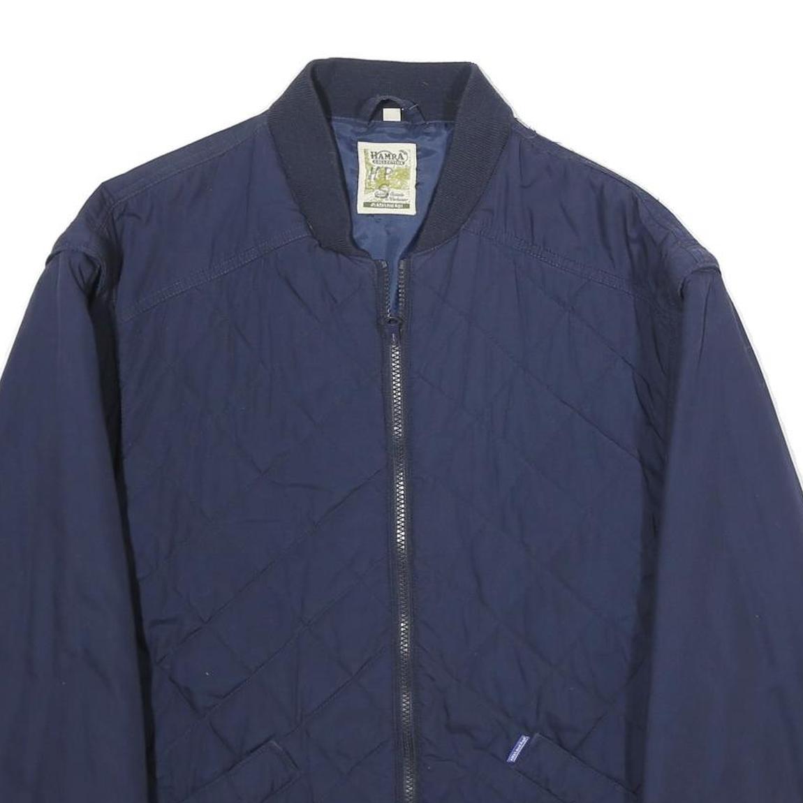 ALFA LAVAL AGRI Mens Navy Blue Quilted Zip Jacket M Polyester Blend Classic