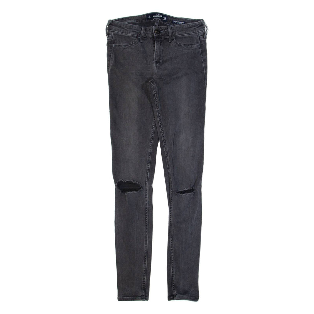 HOLLISTER Low Rise Distressed Womens Jeans Black Slim Skinny W26 L30