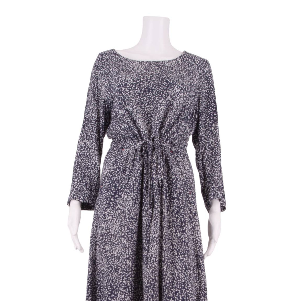 JOULES Womens Fit & Flare Dress Blue Crazy Pattern Long Sleeve Midi UK 12