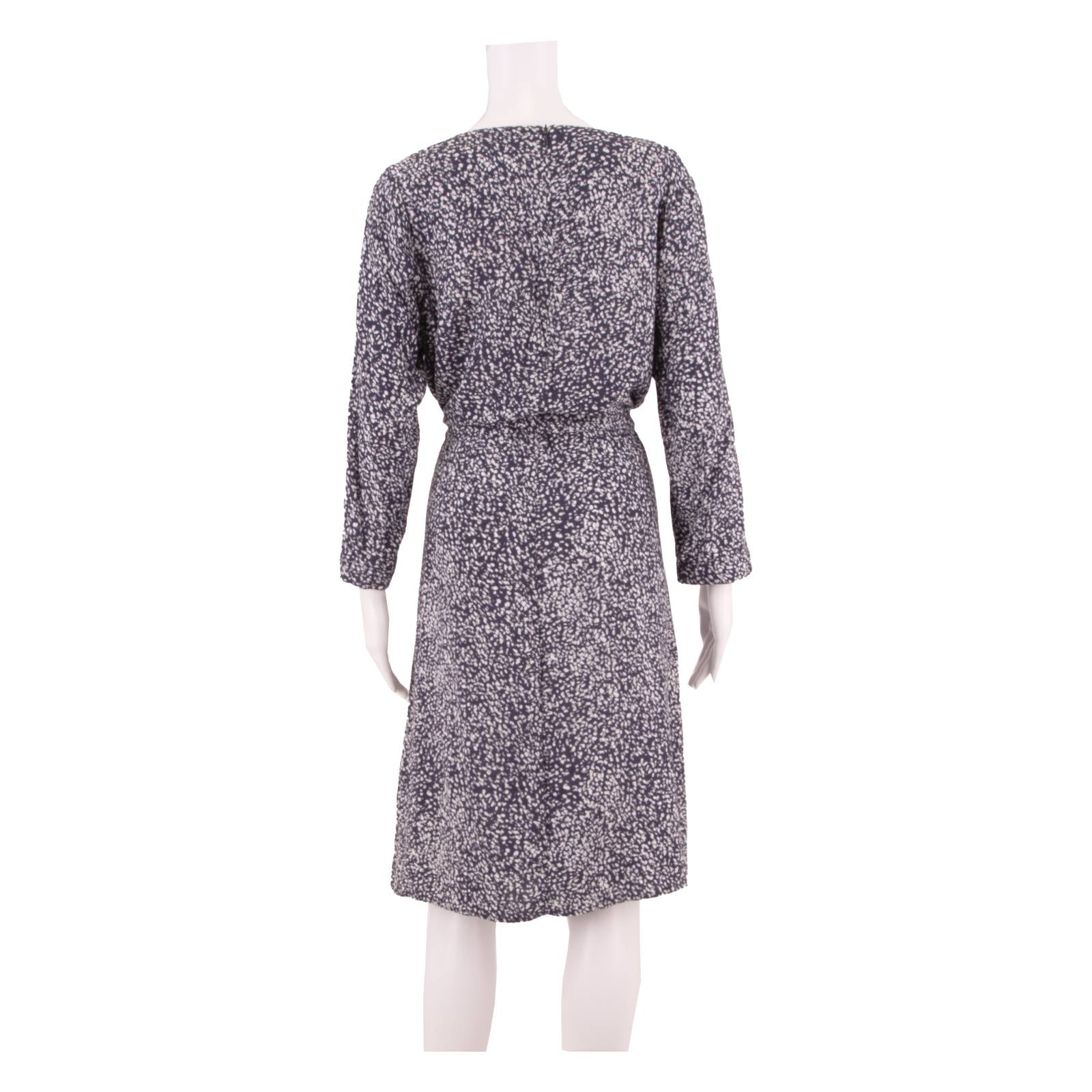 JOULES Womens Fit & Flare Dress Blue Crazy Pattern Long Sleeve Midi UK 12