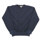 MAGLIFICO FLORENCE Mens Blue Patterned Jumper Crew Neck Chunky Knit XL Wool
